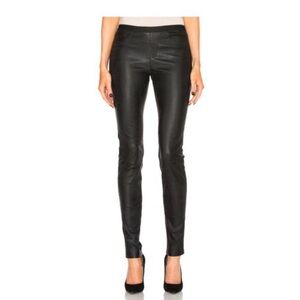 Helmut Lang 100% Lambskin Leather Leggings Pull On Pant Black Womens Size 10 NWT